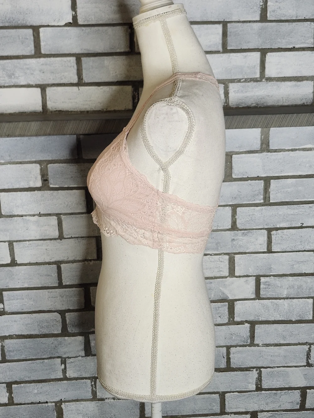 • Auden Size Small S Lightly Lined Lace Racerback Bralette Bra Light Pink - Picture 3 of 8